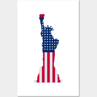 Statue of Liberty US Flag Posters and Art